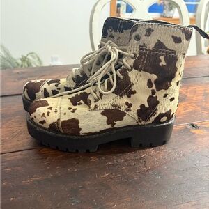 Urban Outfitters Cow Print Ankle Boots